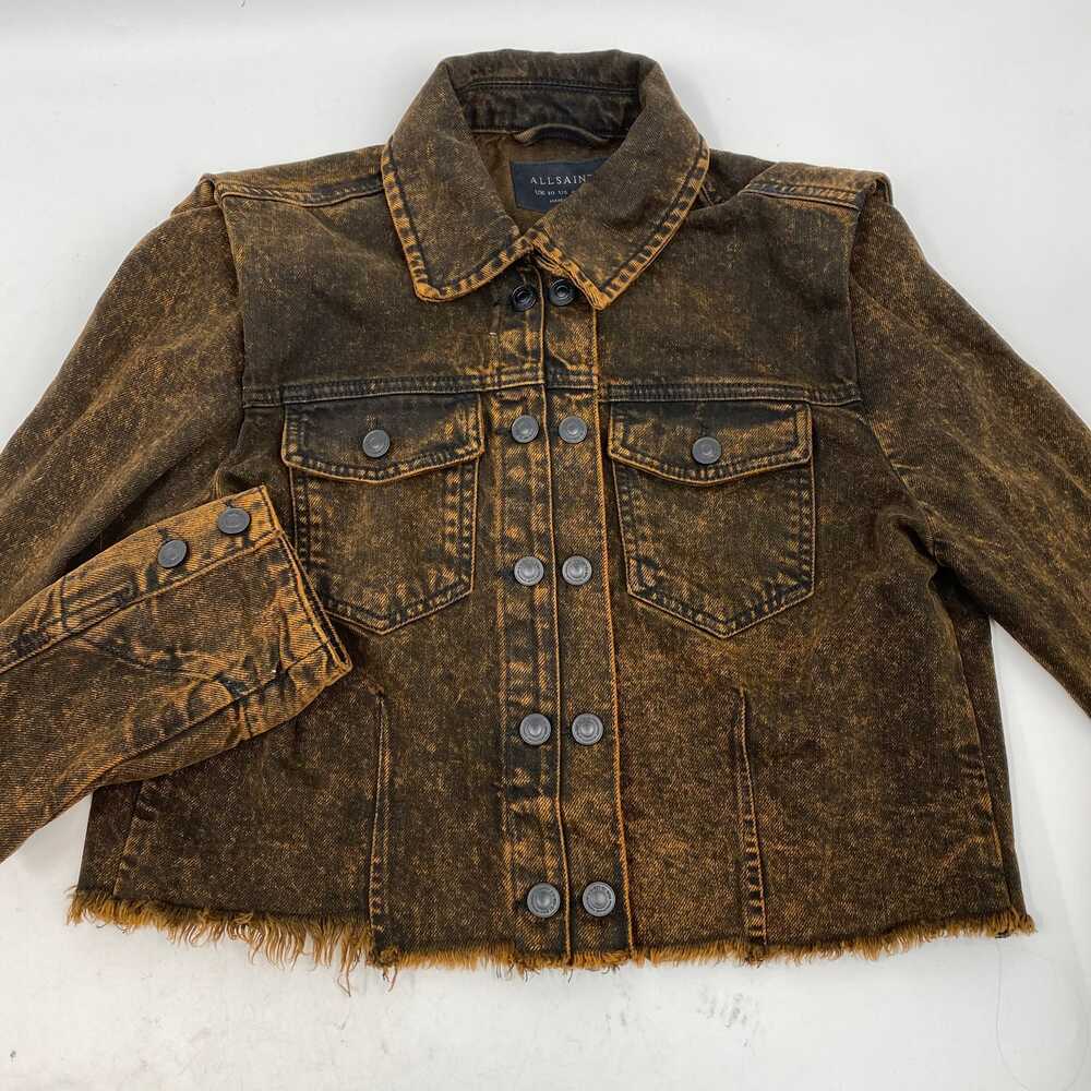 All Saints Brown Black Denim Cropped Jacket | Women’s Size 6 - Picture 5 of 6
